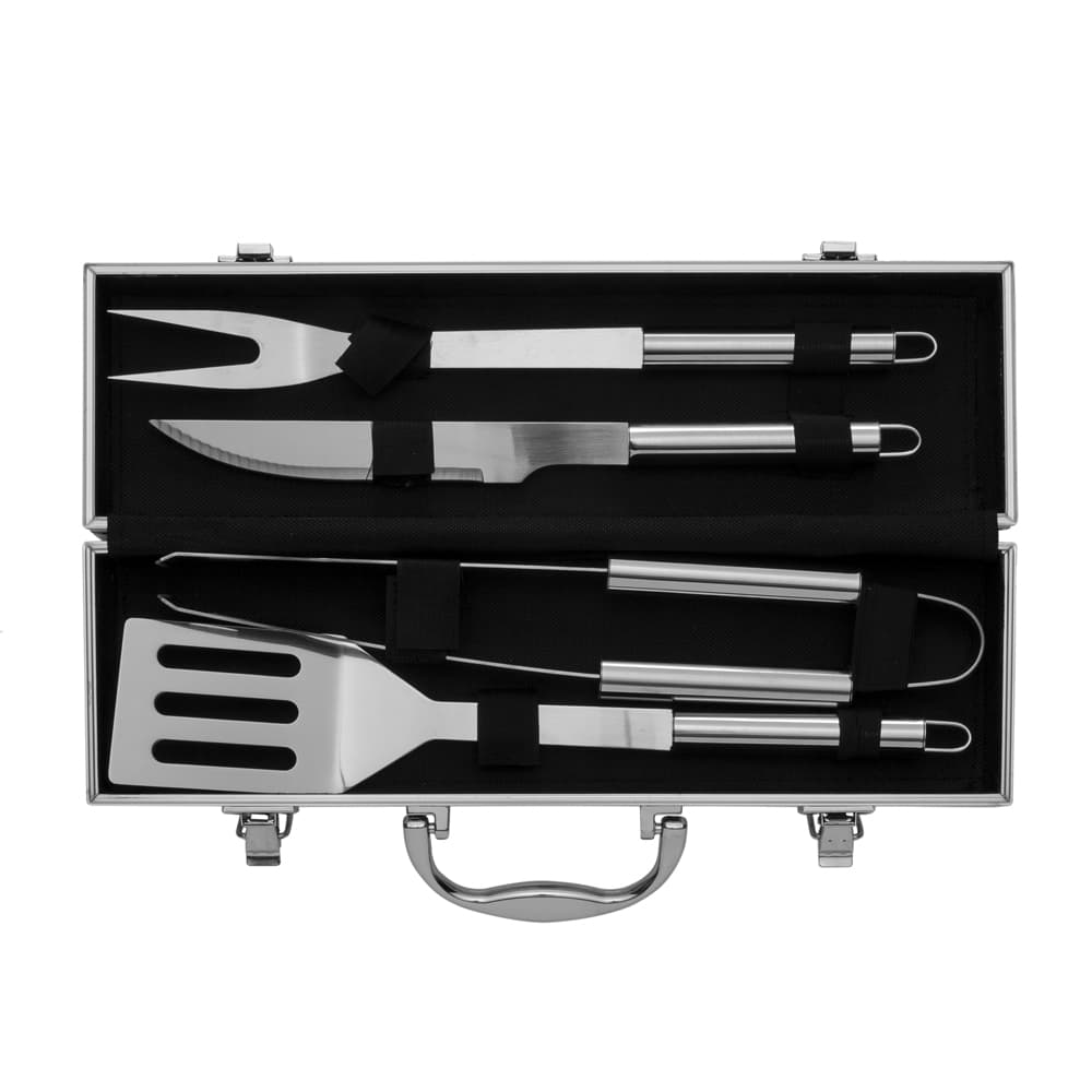 Kit Churrasco 4 Peças em Maleta de Alumínio Personalizado para cozinha e churrasco