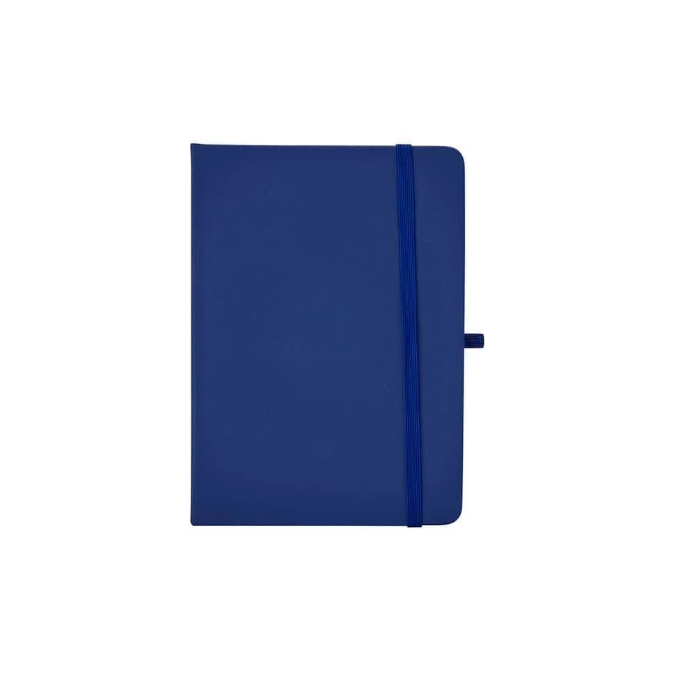 Caderneta Emborrachada Azul com Suporte para Caneta para brindes personalizados para cadernos e planners