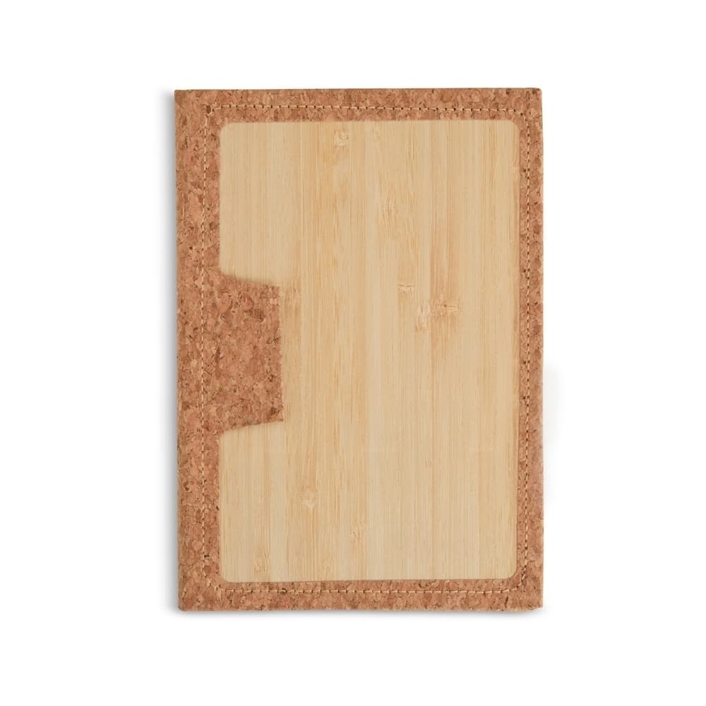 Caderneta em Bambu com Detalhe em Cortiça personalizado para cadernos e planners