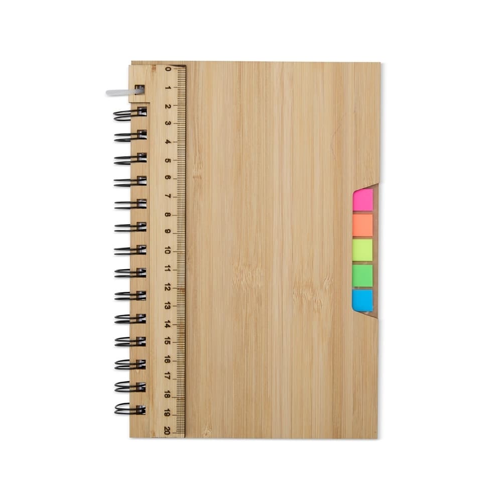 Caderno A5 com Capa de Bambu e Régua Personalizável personalizado para cadernos e planners