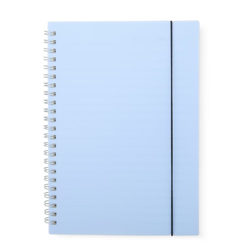 Caderno A5 com Capa Plástica e Elástico Azul personalizado para cadernos e planners