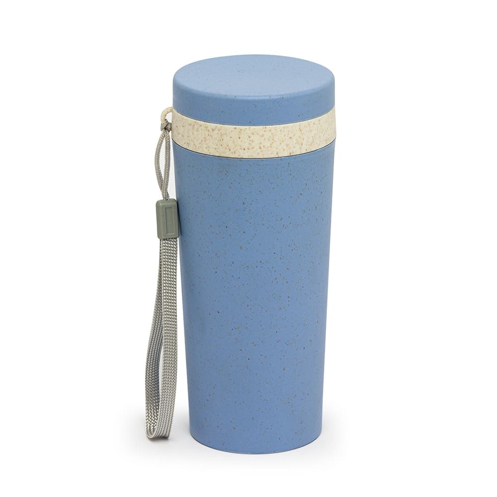 Copo de Fibra de Bambu 350ml com Alça Azul personalizado para canecas e copos