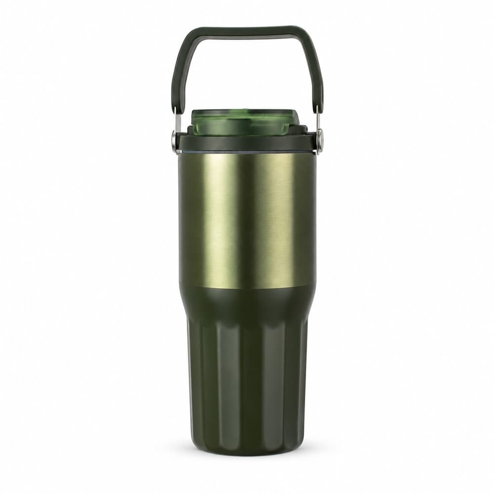 Copo Térmico 700ml com Alça e Canudo Verde para canecas e copos com logo sob orçamento
