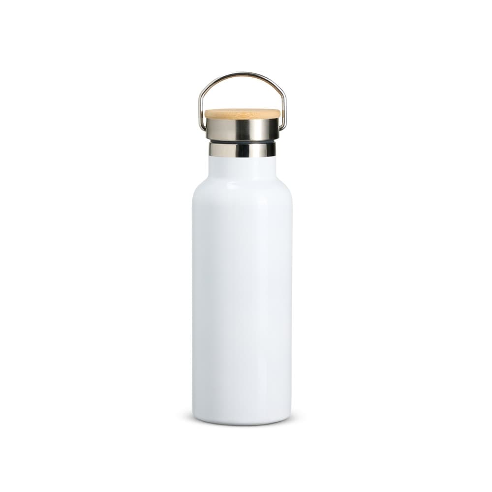 Garrafa Térmica Inox 500ml com Detalhe em Bambu personalizado para garrafas e squeezes