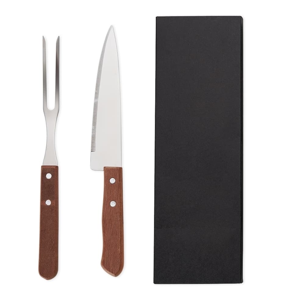 Kit Churrasco 2 Peças com Estojo em Papel Kraft personalizado para cozinha e churrasco