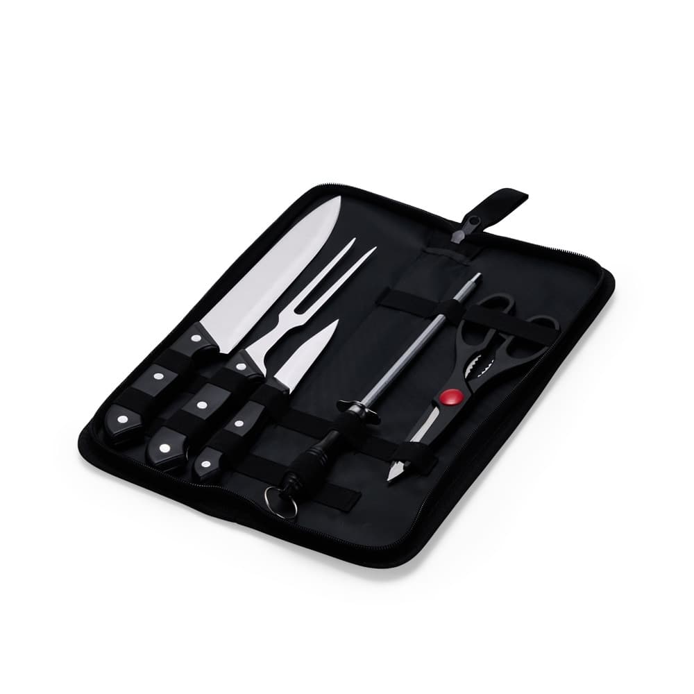 Kit Churrasco 5 Peças em Inox com Estojo Personalizável personalizado para cozinha e churrasco