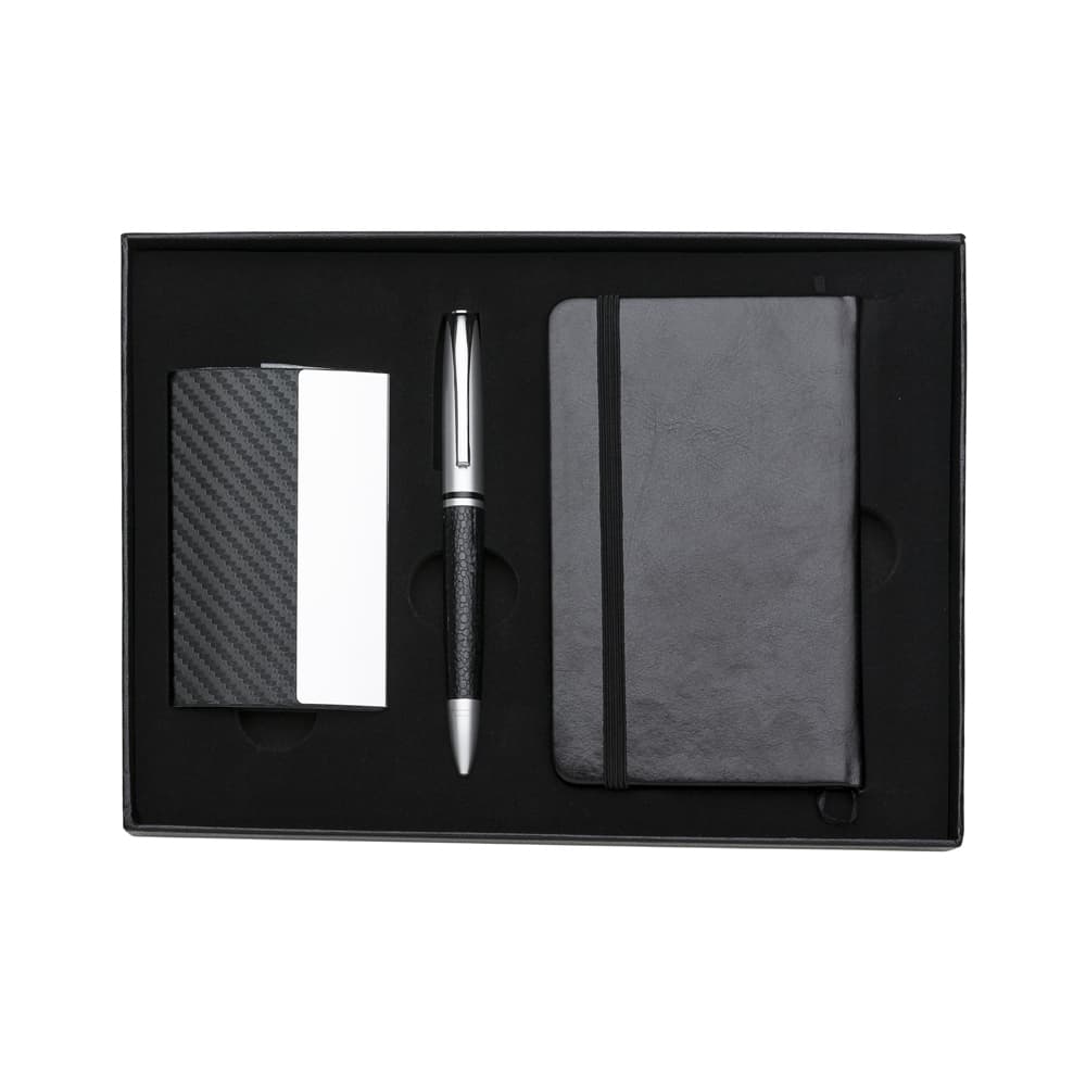 Kit Executivo 3 Peças: Caderneta, Caneta e Porta-Cartões para brindes personalizados para kits executivos