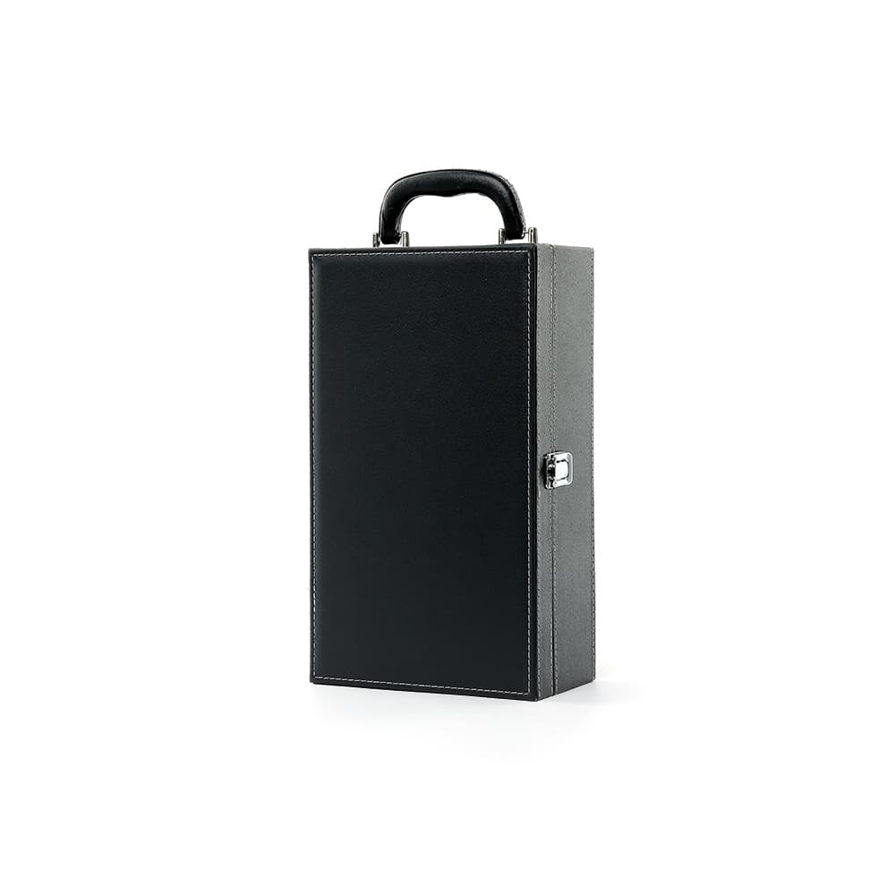 Kit Vinho 4 Peças em Maleta de Couro Sintético para 2 Garrafas para brindes personalizados para kits vinho e bar