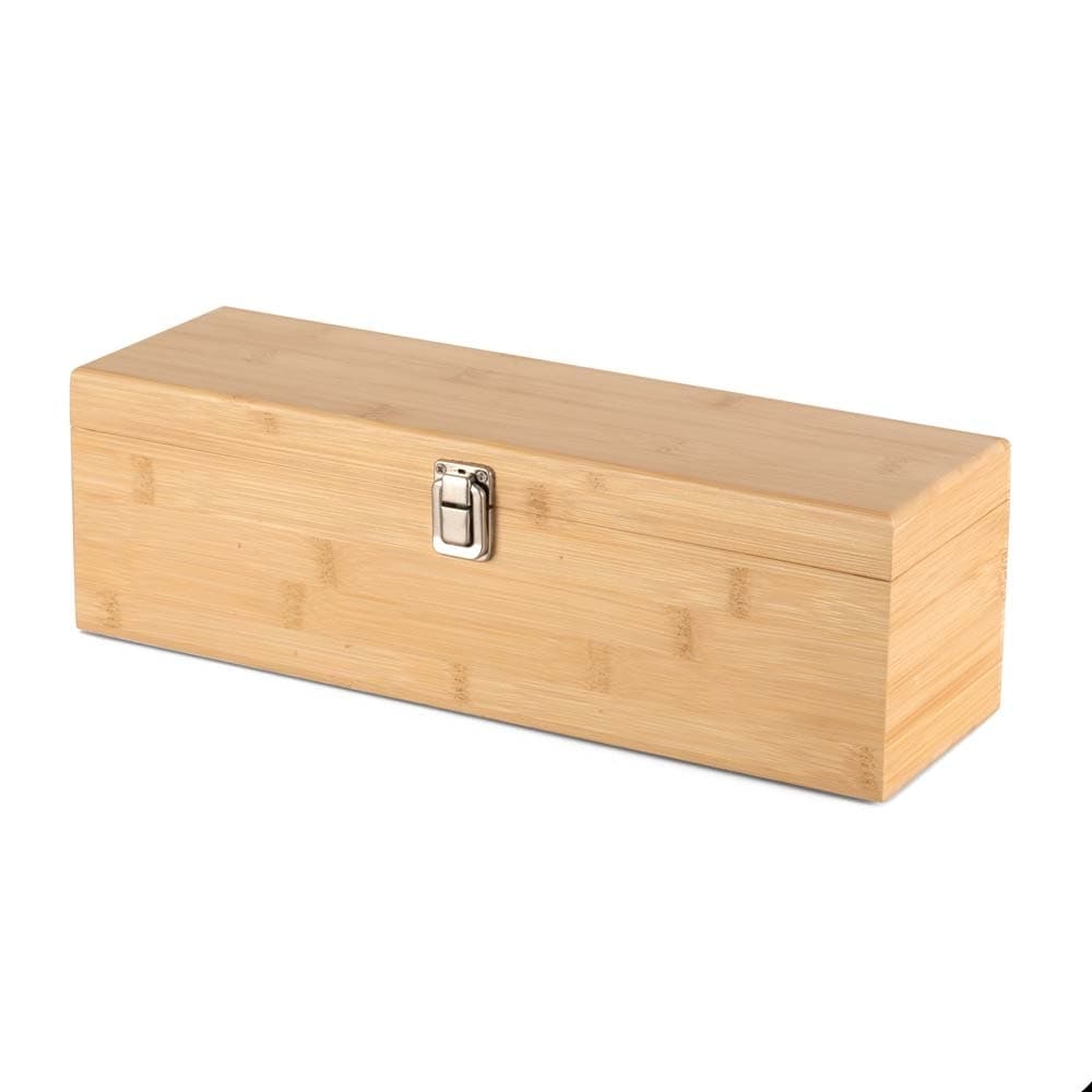 Kit Vinho 4 Peças em Bambu com Caixa Organizadora para brindes personalizados para kits vinho e bar