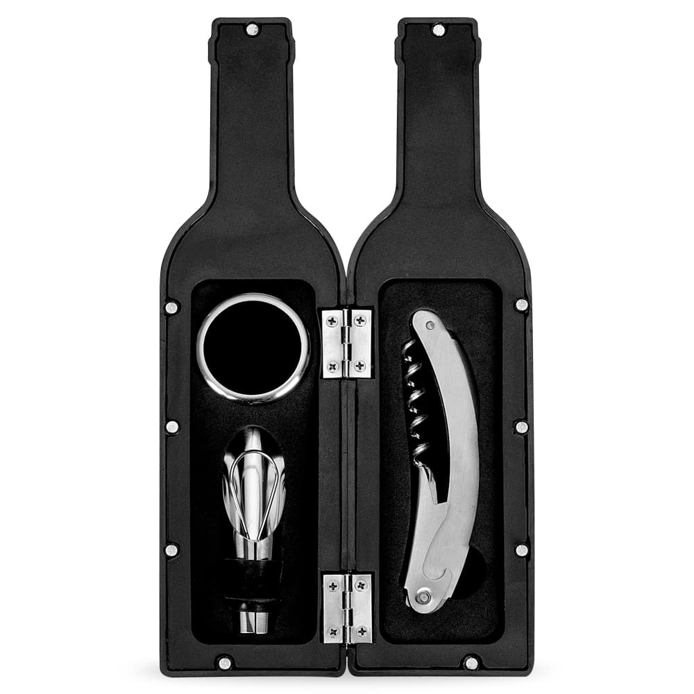 Kit Vinho 3 Peças Formato Garrafa Personalizado para kits vinho e bar