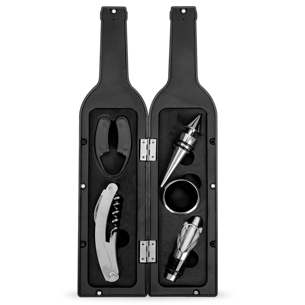 Kit Vinho 5 Peças Formato Garrafa Personalizado para kits vinho e bar
