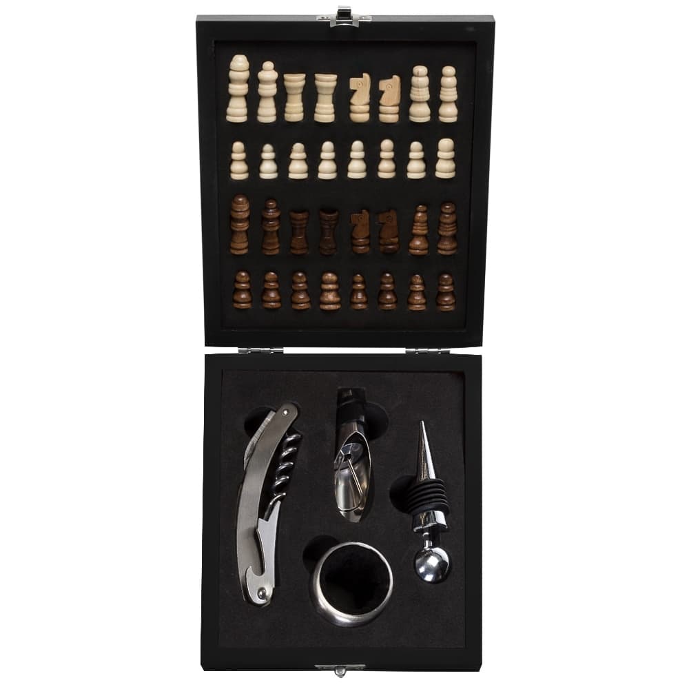 Kit Vinho Xadrez 4 Peças Personalizável personalizado para kits vinho e bar