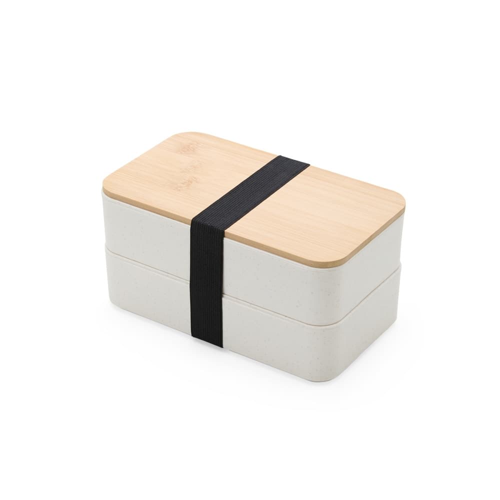 Marmita Dupla em Fibra de Trigo com Tampa de Bambu e Talheres para brindes personalizados para cozinha e churrasco