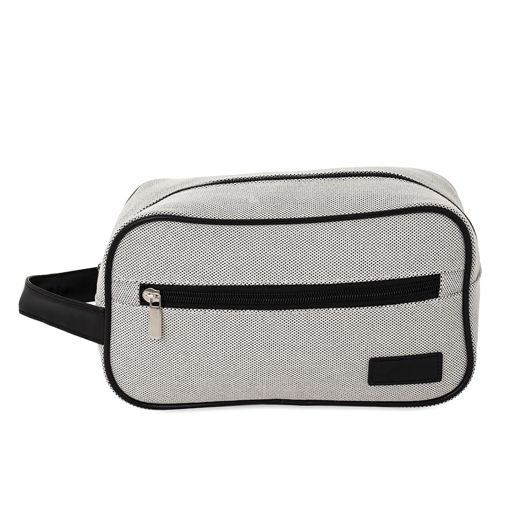 Nécessaire em Lona com Bolso Frontal e Detalhes em Couro Sintético para brindes personalizados para necessaires e pastas