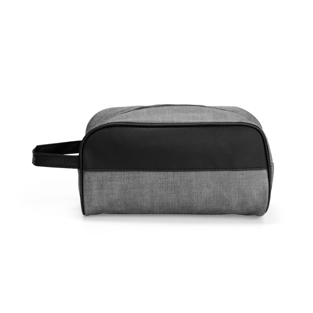 Nécessaire em PU Cinza com Zíper e Alça Lateral personalizado para necessaires e pastas