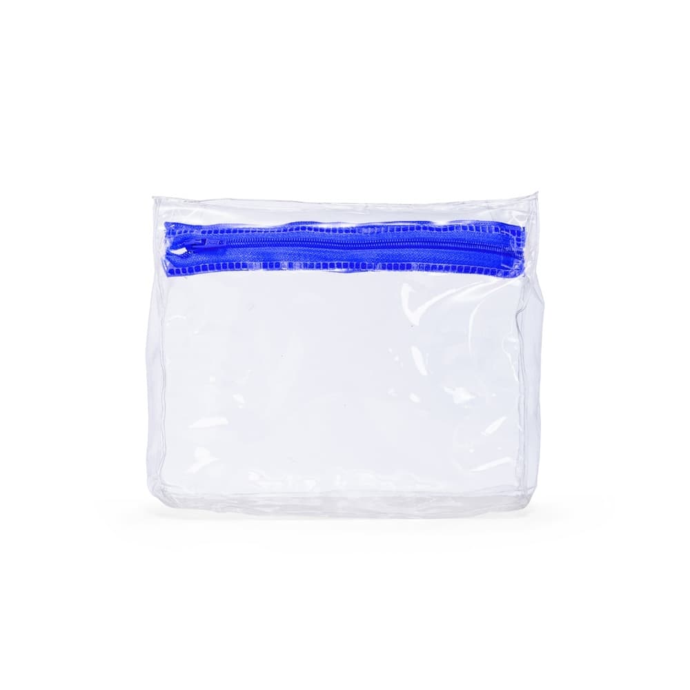 Nécessaire em PVC Transparente com Detalhe Azul personalizado para necessaires e pastas