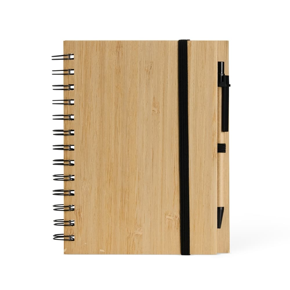 Bloco de Anotações com Caneta Capa Bambu para cadernos e planners com logo sob orçamento