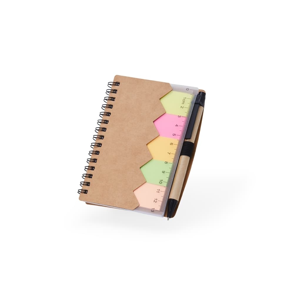 Bloco de Anotações Kraft com Autoadesivos, Régua e Caneta para cadernos e planners com logo sob orçamento