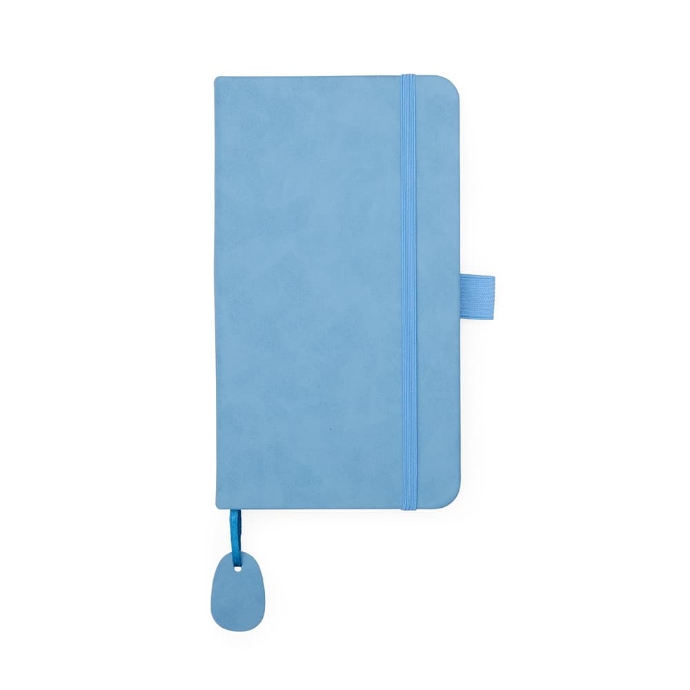 Caderneta Emborrachada Azul com Suporte para Caneta para cadernos e planners com logo sob orçamento