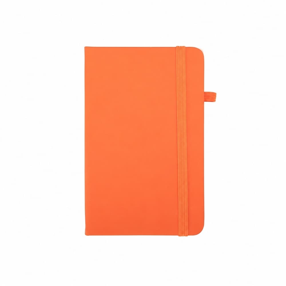 Caderneta Emborrachada Laranja com Elástico 14x9cm para cadernos e planners com logo sob orçamento