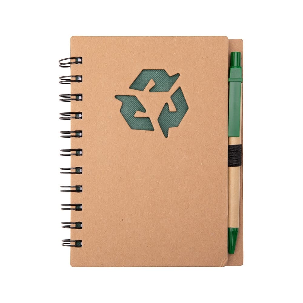 Caderno Ecológico com Caneta Personalizado - SKU 19135-VD para cadernos e planners com logo sob orçamento