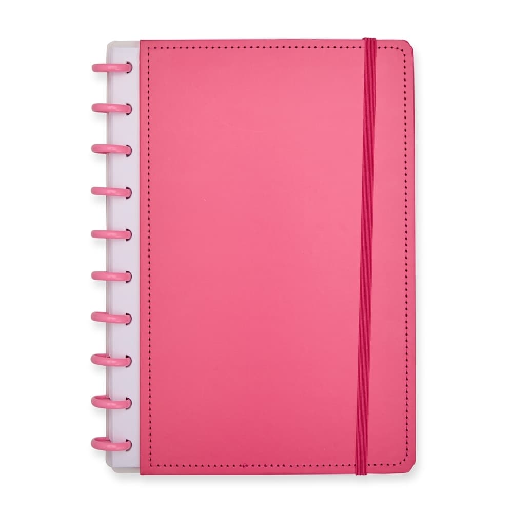 Caderno de Disco Capa Dura Rosa Personalizado para cadernos e planners com logo sob orçamento