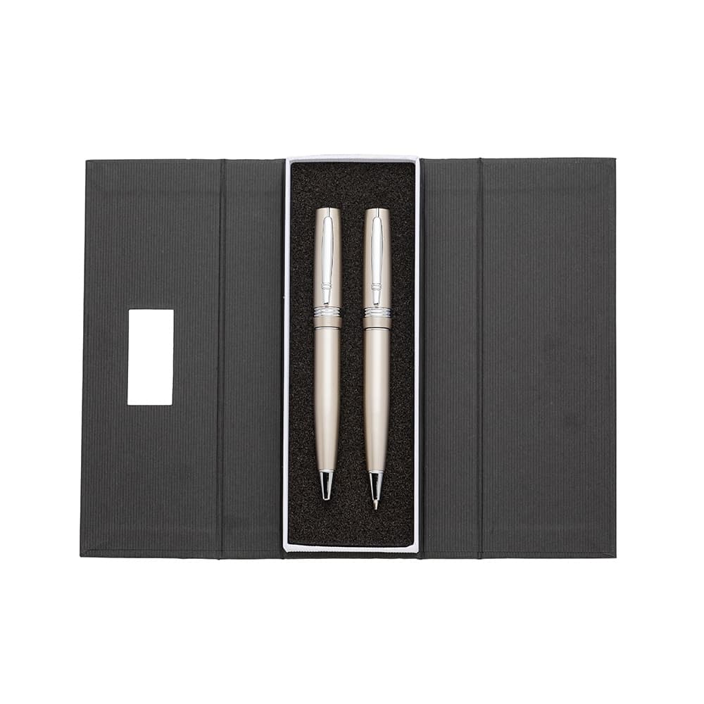 Conjunto Caneta e Lapiseira em Estojo de Cartonagem para kits executivos com logo sob orçamento