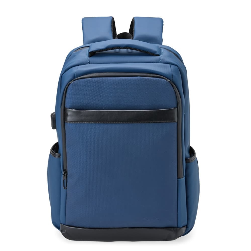 Mochila Executiva em Couro Sintético com USB 26L Azul para mochilas e sacochilas com logo sob orçamento