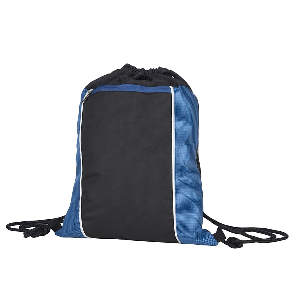 Sacochila em Poliéster Azul e Preto Personalizada para mochilas e sacochilas com logo sob orçamento