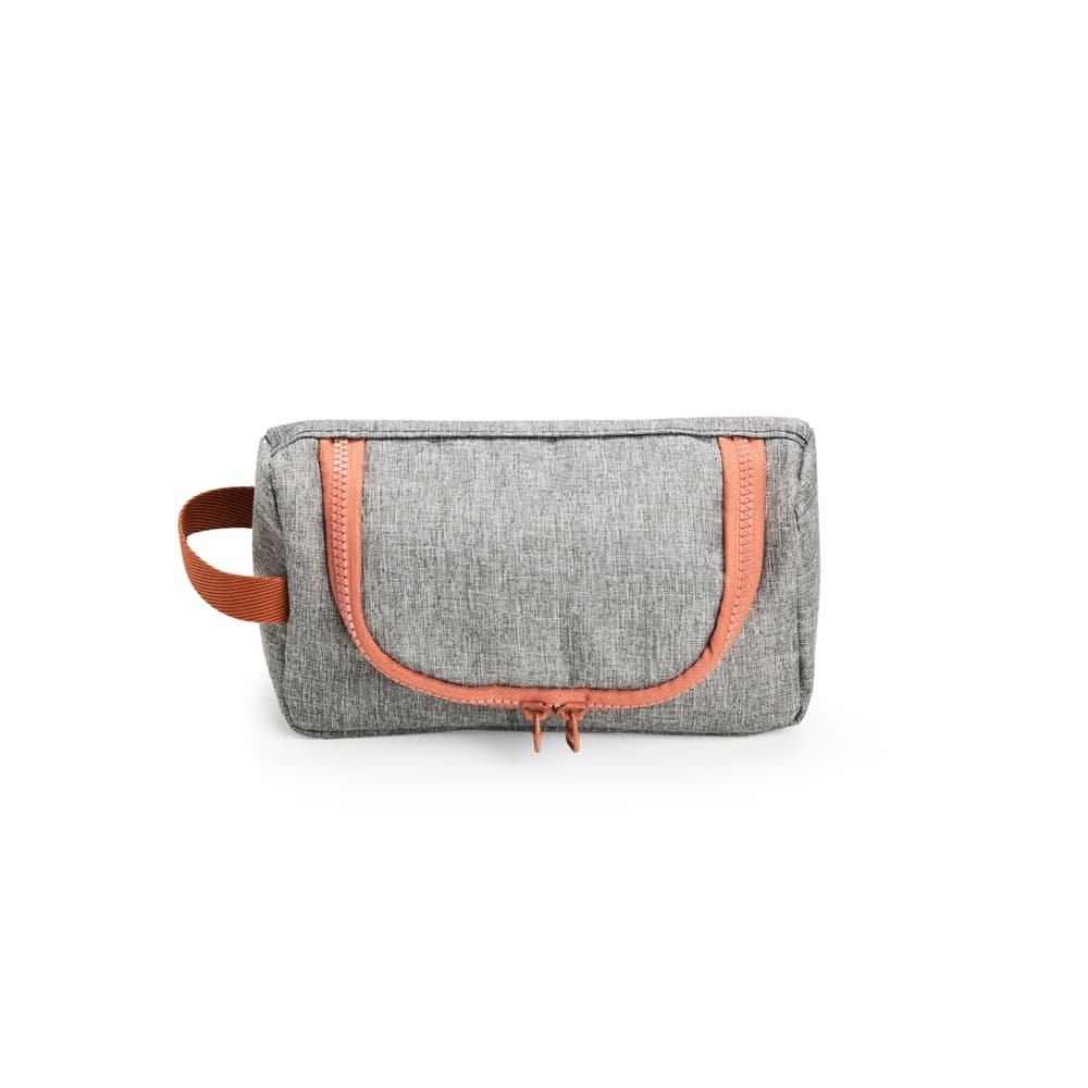 Nécessaire em Nylon Cinza e Marrom Personalizada para necessaires e pastas com logo sob orçamento