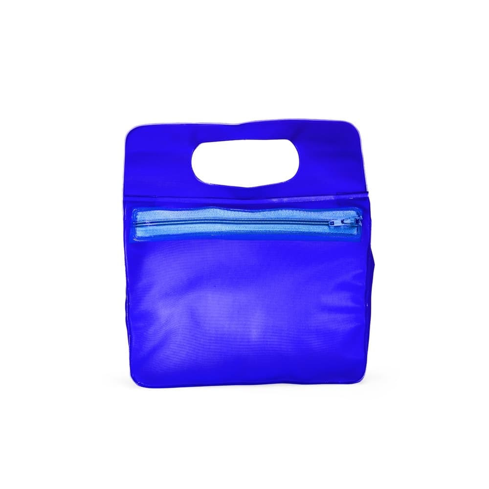 Nécessaire em PVC Azul com Zíper e Alça para necessaires e pastas com logo sob orçamento