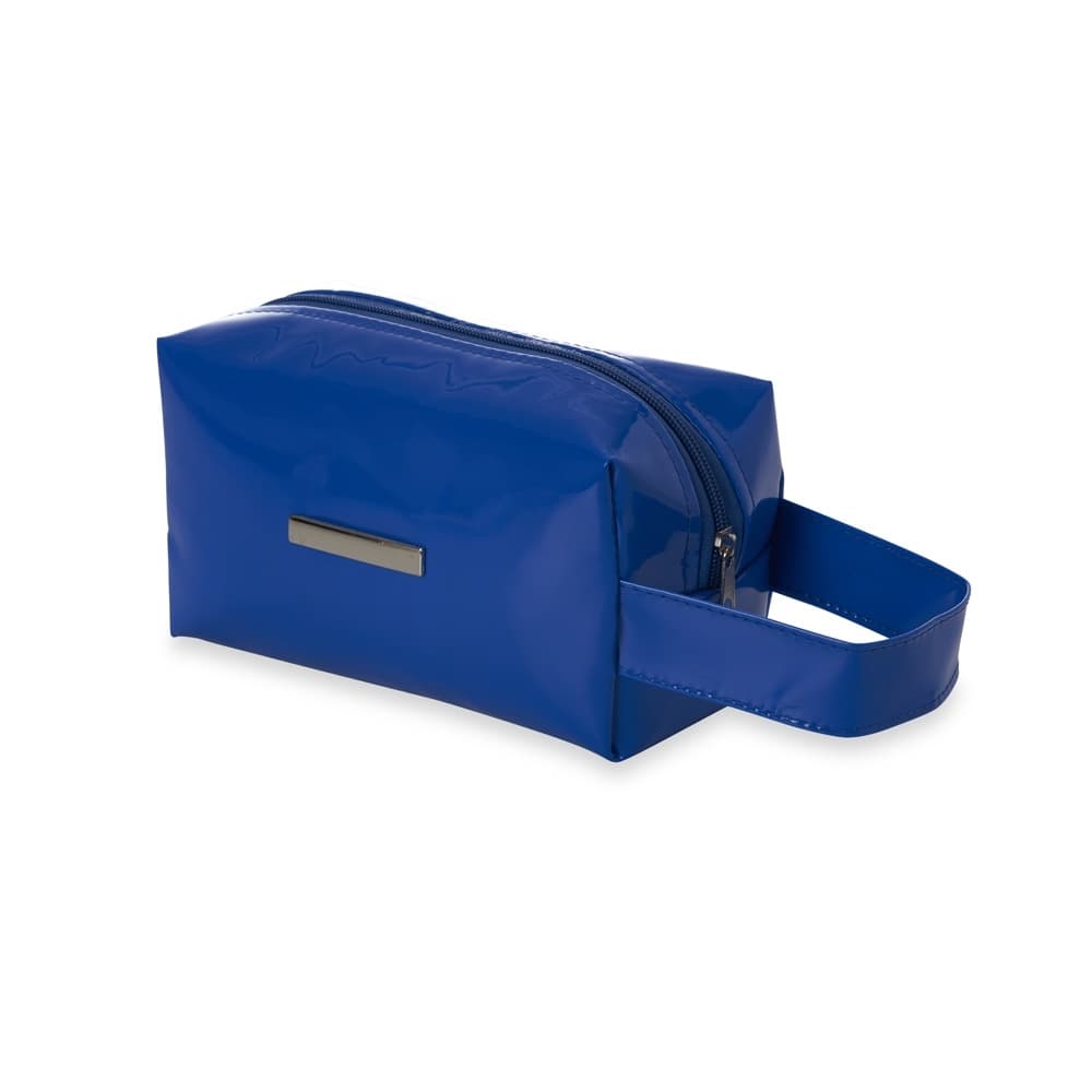 Necessaire em Vinil Azul com Placa Metálica para Personalização para necessaires e pastas com logo sob orçamento