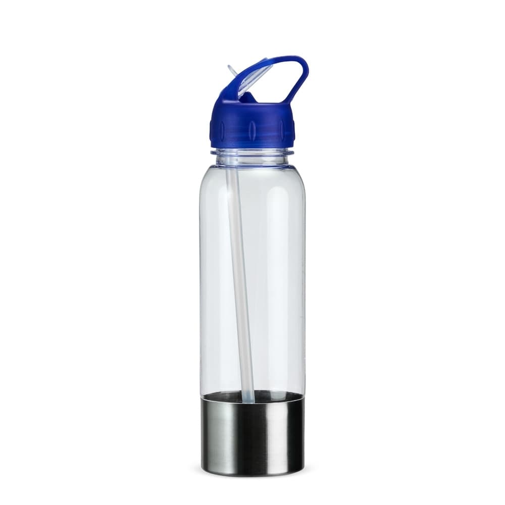 Squeeze Plástico 750ml com Base Metálica Azul para canecas e copos com logo sob orçamento